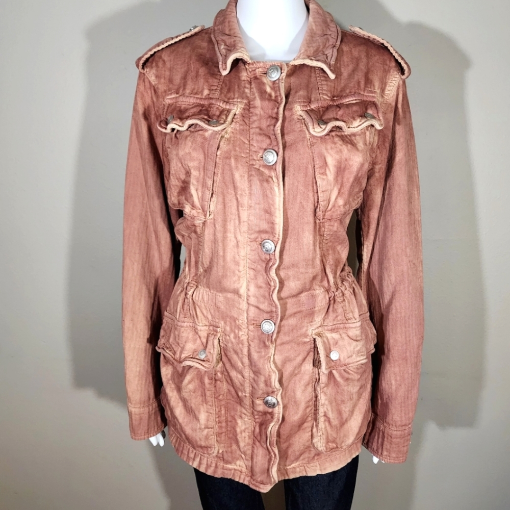 (NWOT) FREE PEOPLE Pink Acid Wash Cargo Jacket